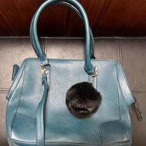 Mossimo Supply Co. Teal Shoulder Bag with Black Pom-Pom